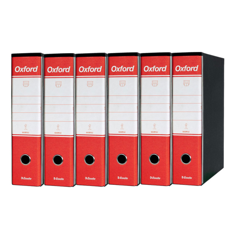 Esselte Oxford Registratore Archivio Dorso 8 cm Colore Rosso Confezione da 6