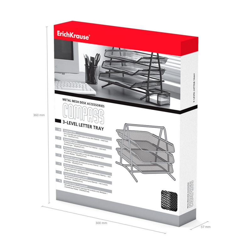 Vassoio Portadocumenti a 3 Ripiani ErichKrause Compass Classic Nero