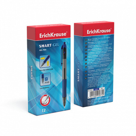 Box 12 Penne a scatto ink gel blu ErichKrause Smart-Gel Matic&amp;Grip