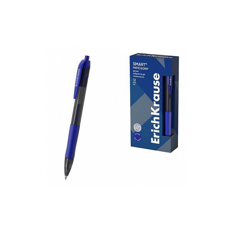 Box 12 Penne a scatto ink gel blu ErichKrause Smart-Gel Matic&amp;Grip
