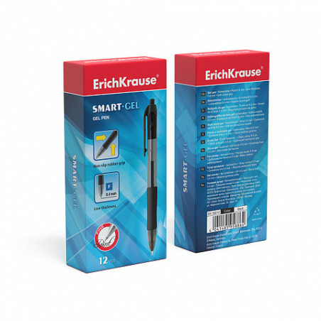 Box 12 Penne a scatto ink gel nere ErichKrause Smart-Gel Matic&amp;Grip