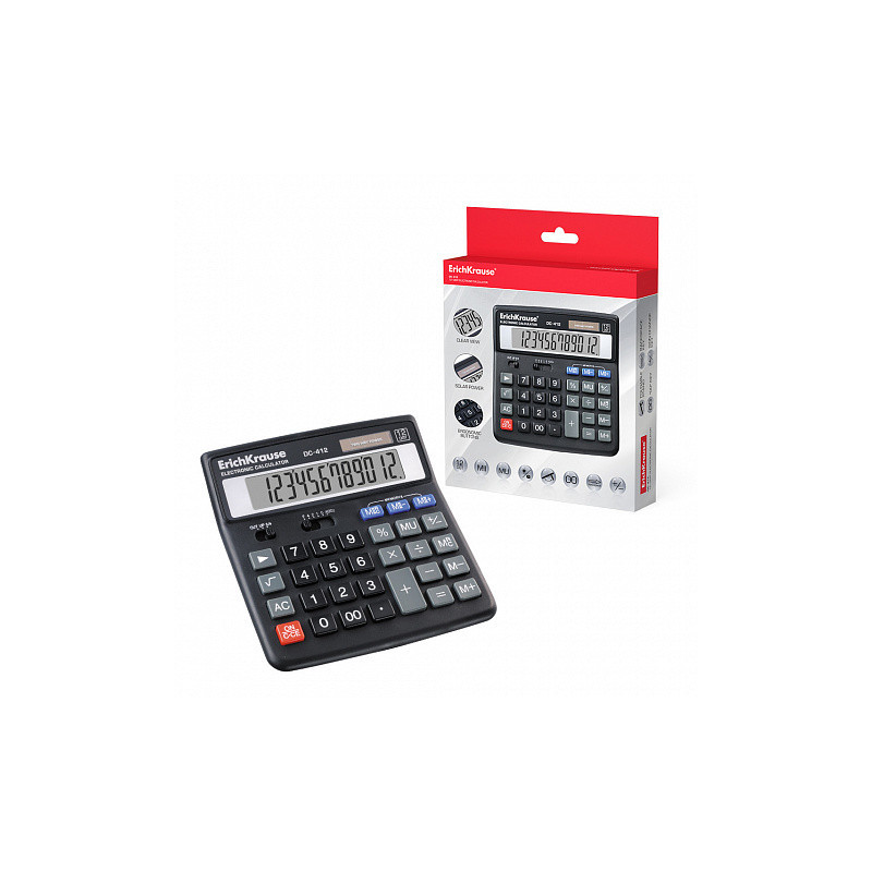 Calcolatrice da tavolo Erichkrause CD-412 Nera a 12 cifre