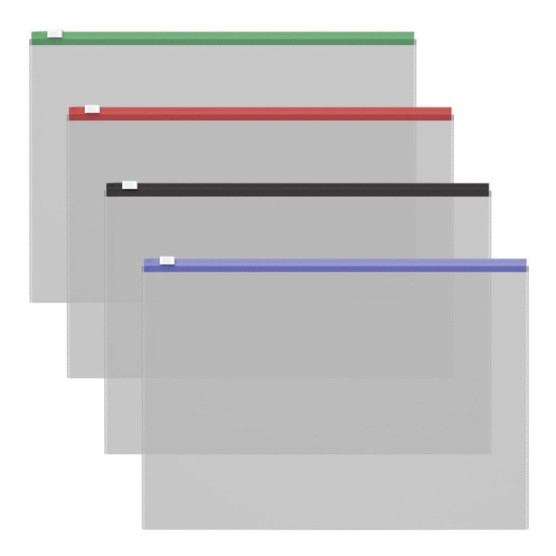 Busta con cerniera ErichKrause Fizzy Clear con cerniera colorata, A4, 120 mcm, colori assortiti (confezione da 12 pezzi)