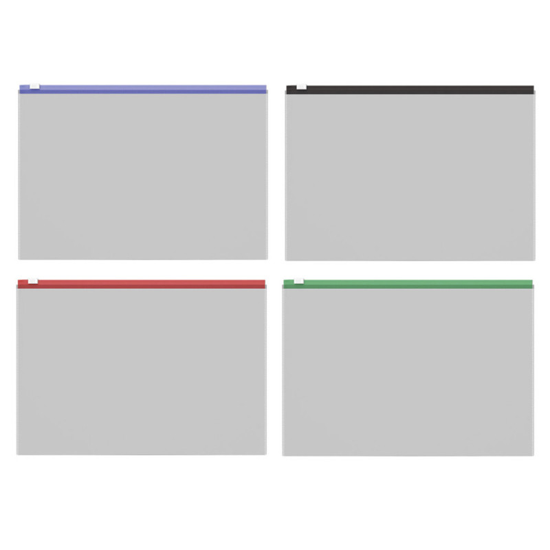 Busta con cerniera ErichKrause Fizzy Clear con cerniera colorata, A4, 120 mcm, colori assortiti (confezione da 12 pezzi)