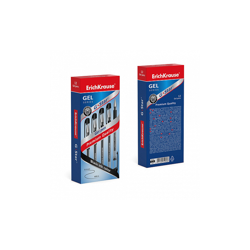Box da 12 Penne a inchiostro gel nero ErichKrause G-Star Stick&amp;Grip Classic