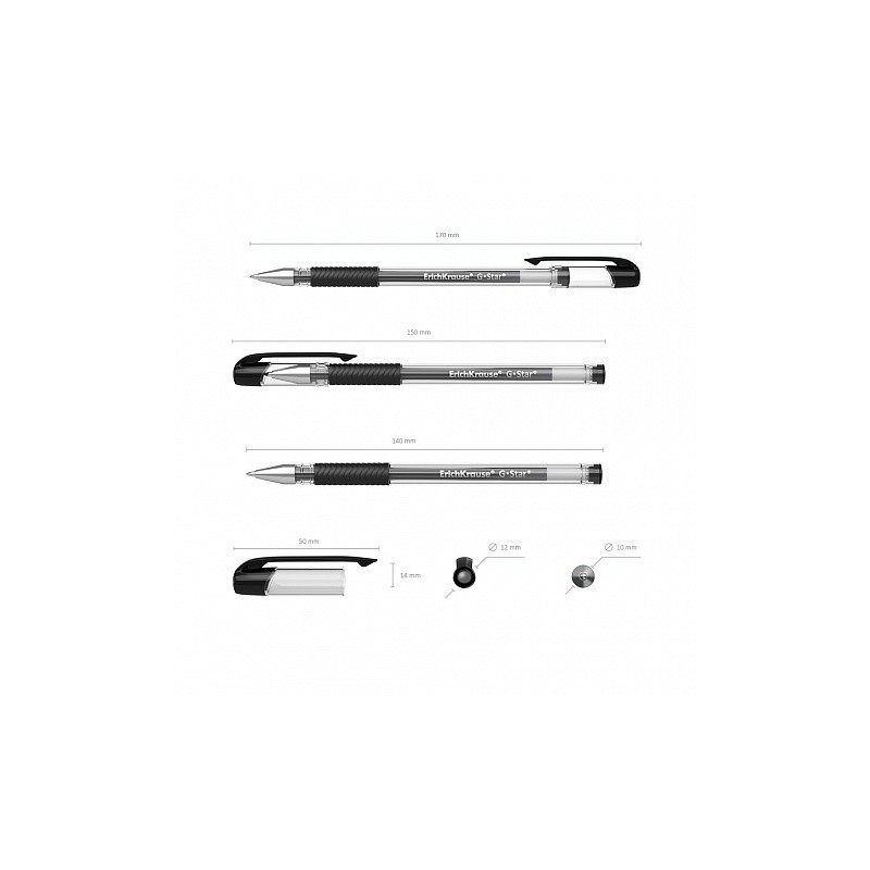 Box da 12 Penne a inchiostro gel nero ErichKrause G-Star Stick&amp;Grip Classic