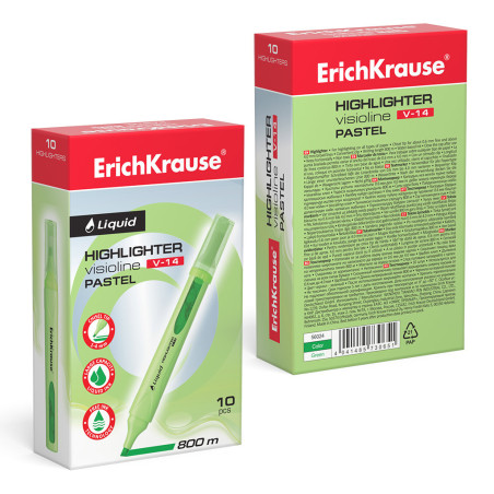 Box 10 Evidenziatori ErichKrause Liquid Visioline V-14 Verde Pastello