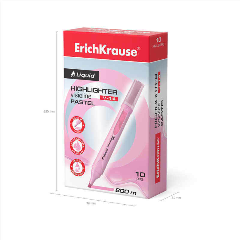 Evidenziatore ErichKrause Liquid Visioline V-14 Rosa Pastello