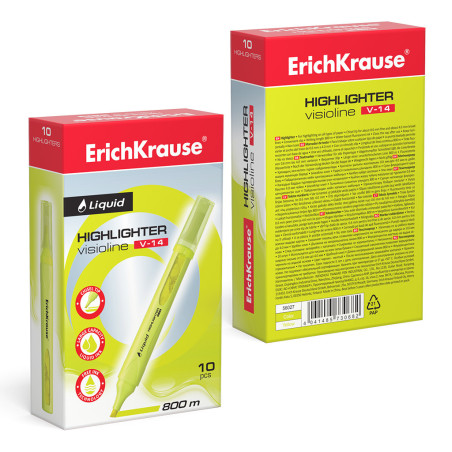 Box 10 Evidenziatori ErichKrause Liquid Visioline V-14 Giallo Neon