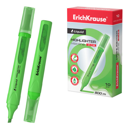 Box 10 Evidenziatori ErichKrause Liquid Visioline V-14 Verde Neon