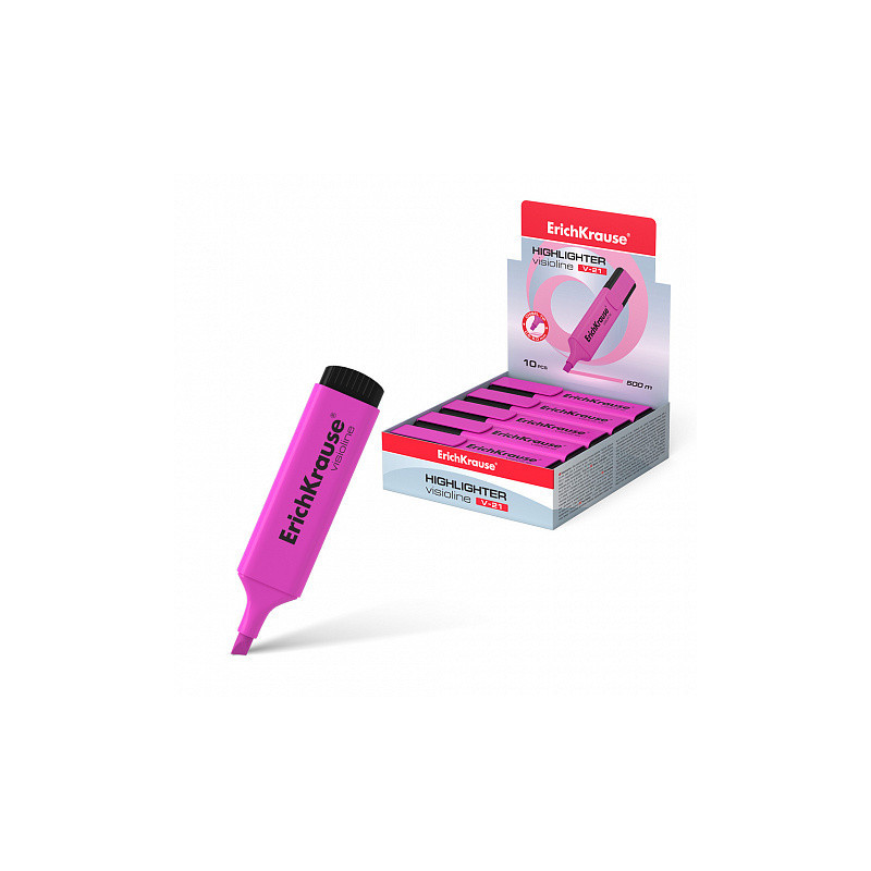 Box 10 Evidenziatore ErichKrause Visioline V-21 Rosa Asciugatura Rapida
