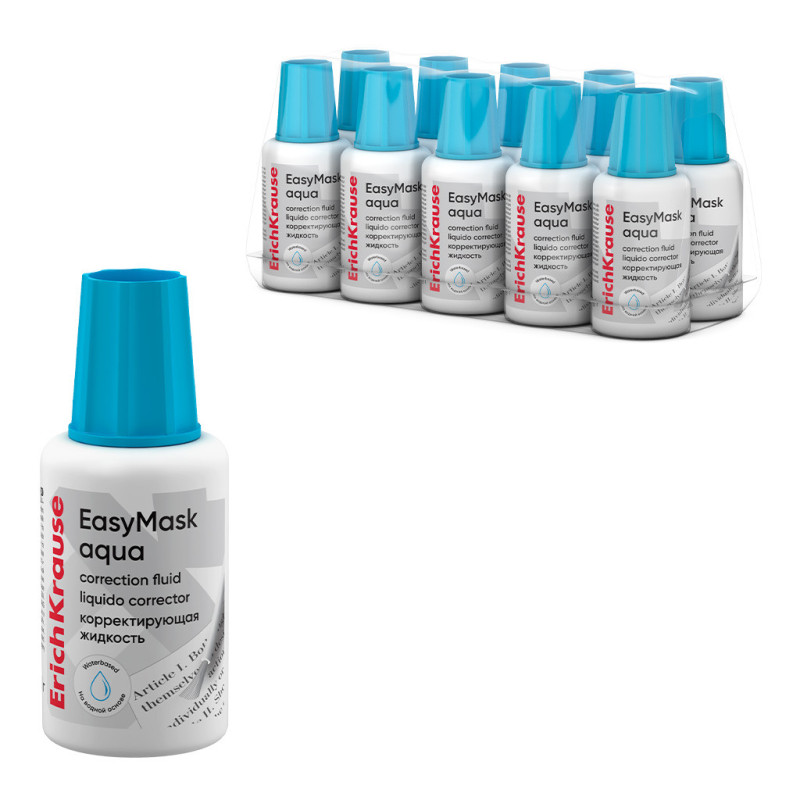 Conf 10 Correttore Liquido ErichKrause EasyMask Aqua 20 g con pennello