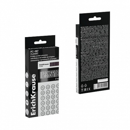 Calcolatrice tascabile Erichkrause PC-987 bianca a 8 cifre