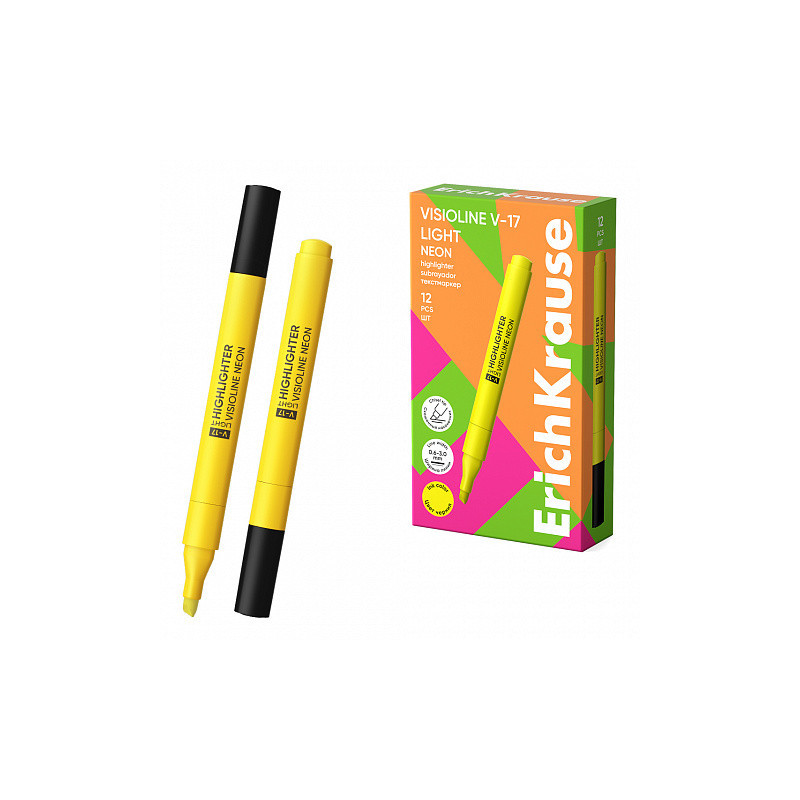 Box 12 Evidenziatore ErichKrause Visioline V-17 Light Neon Giallo