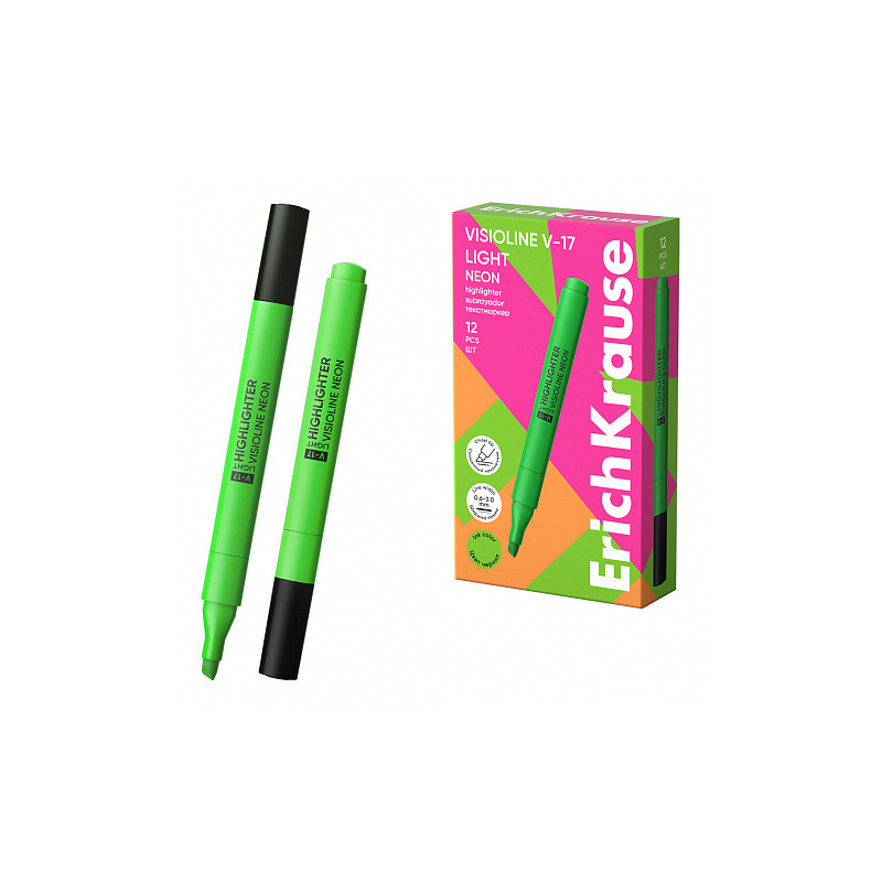 Box 12 Evidenziatore ErichKrause Visioline V-17 Light Neon Verde