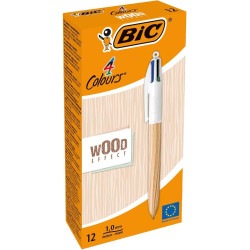 BIC 4 Colours Wood Effect - 1 Penna a sfera a scatto a 4 colori
