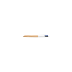BIC 4 Colours Wood Effect - Penna a sfera a scatto a 4 colori - conf. da 12