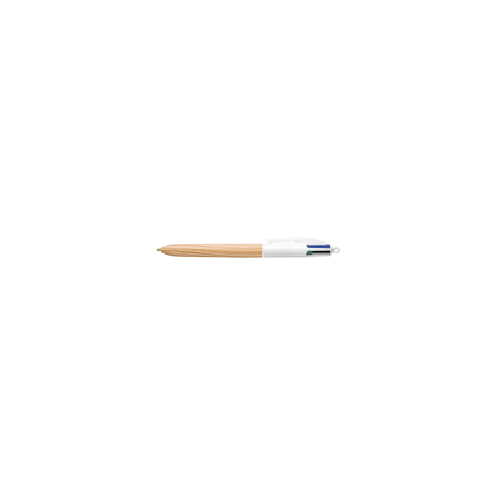 BIC 4 Colours Wood Effect - Penna a sfera a scatto a 4 colori - conf. da 12