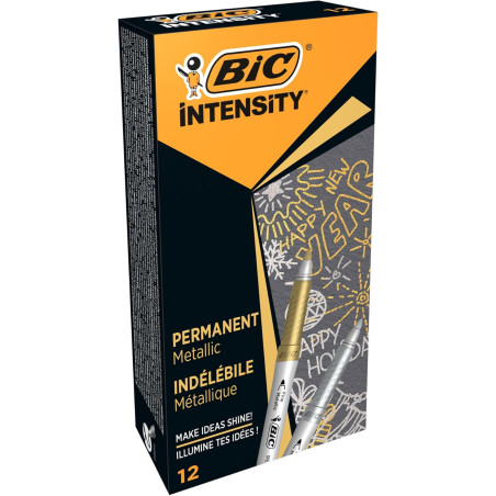BIC Intensity Confezione 12 Pennarelli Indelebili Metallizzati