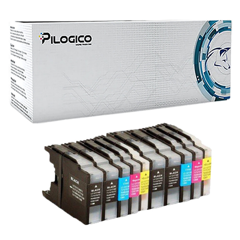 10 Cartucce Brother LC1280 LC1240 Nero + Colori Compatibili