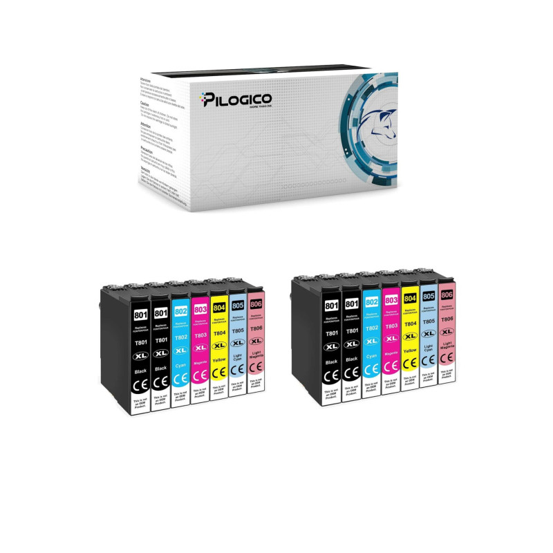 14 Cartucce Epson T0807 C13T08014021 Nero + Colori Compatibili