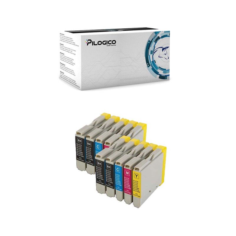 10 Cartucce Brother LC1000 LC970 Nero + Colore Compatibili