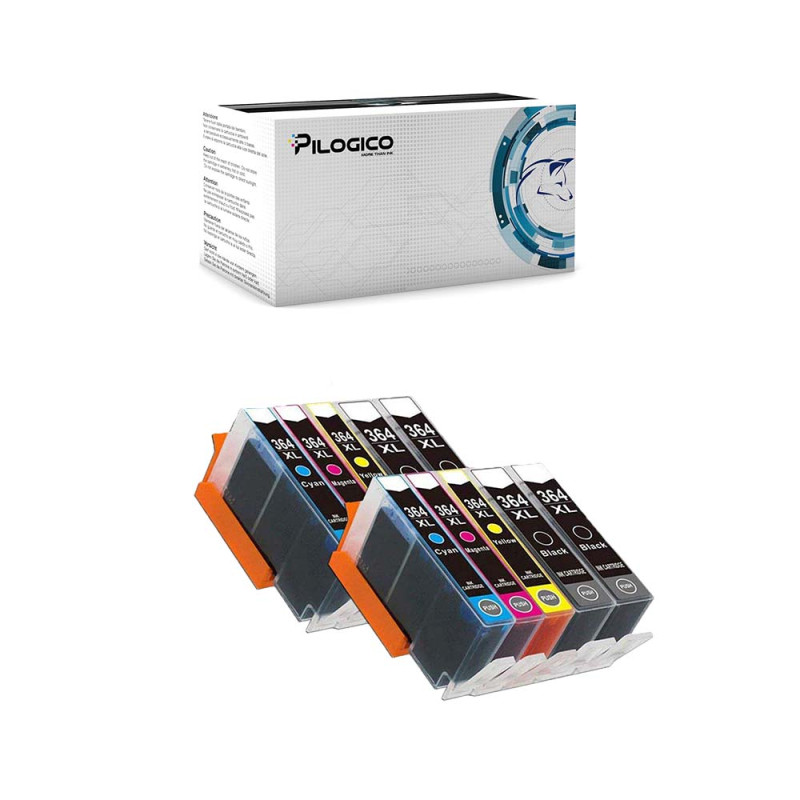 10 Cartucce HP 364XL Nero + Nero Fotografico + Colore Compatibili