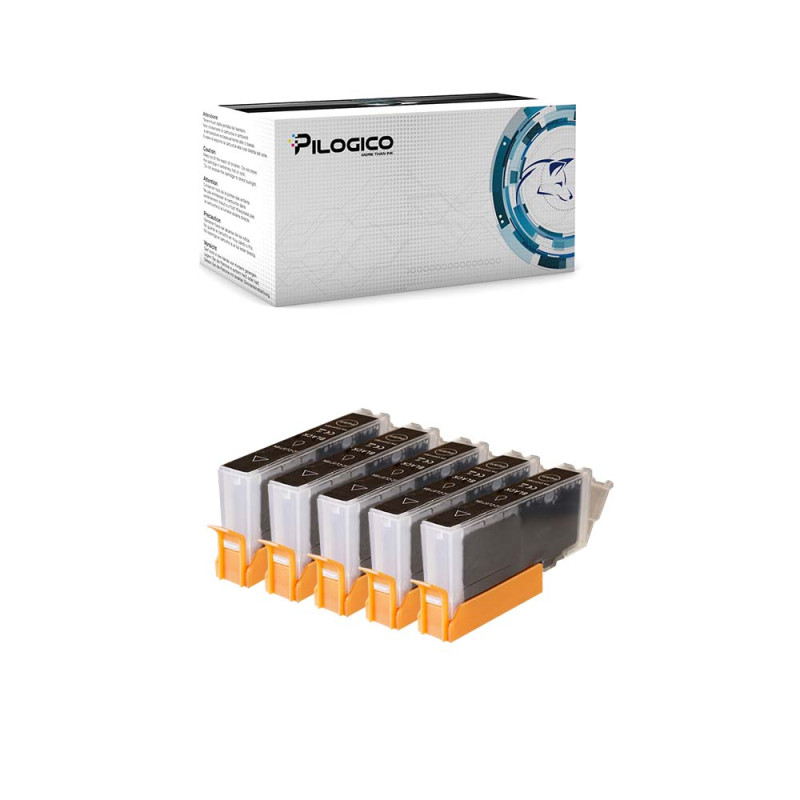 5 Cartucce Canon CLI-571 Nero Fotografico Compatibili